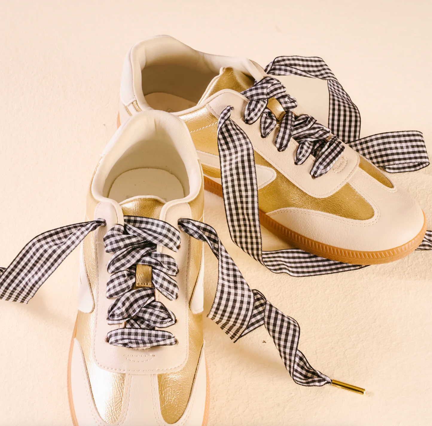 Game Day Gingham Shoelaces, Black