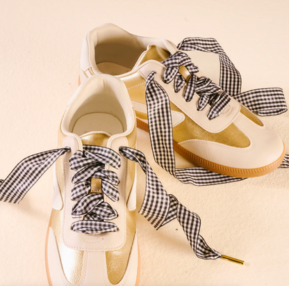 Game Day Gingham Shoelaces, Black