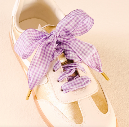 Game Day Gingham Shoelaces, Purple
