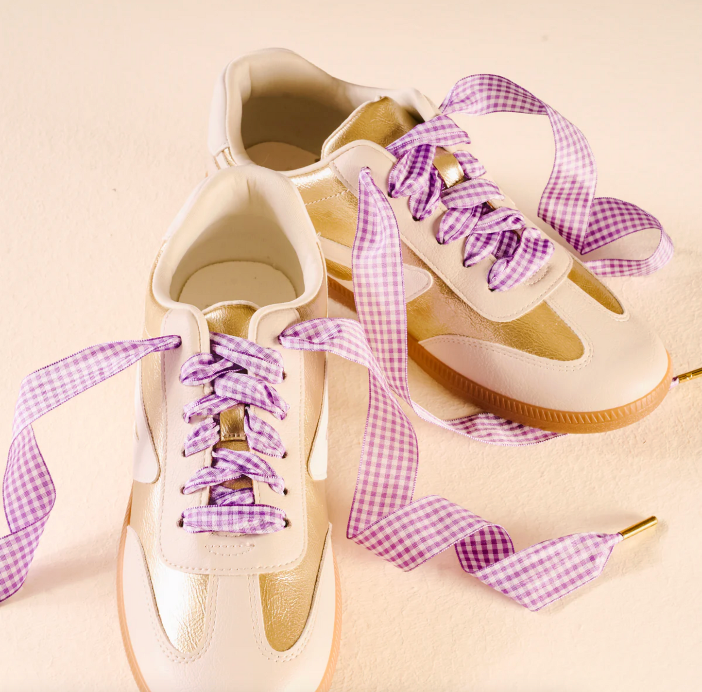 Game Day Gingham Shoelaces, Purple