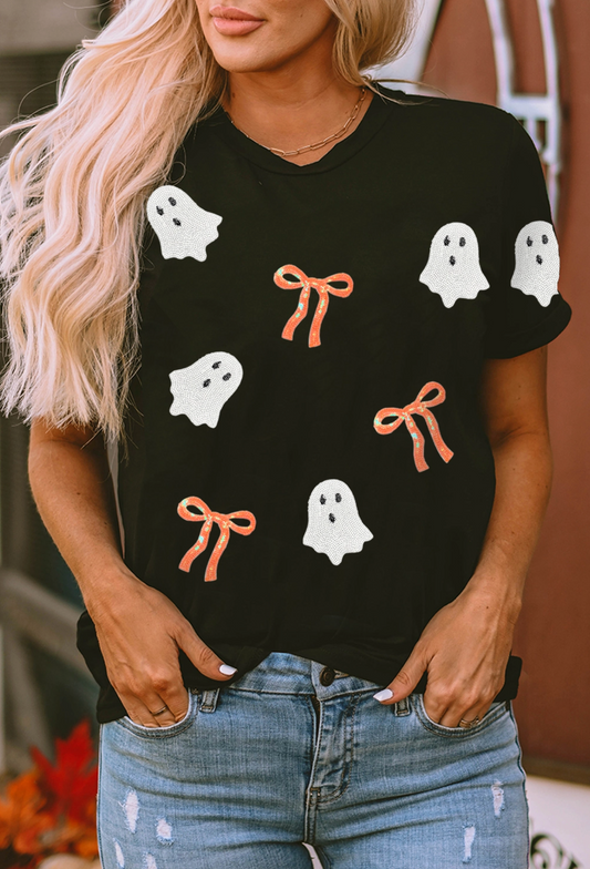 Sequin Ghosts & Bows Tee