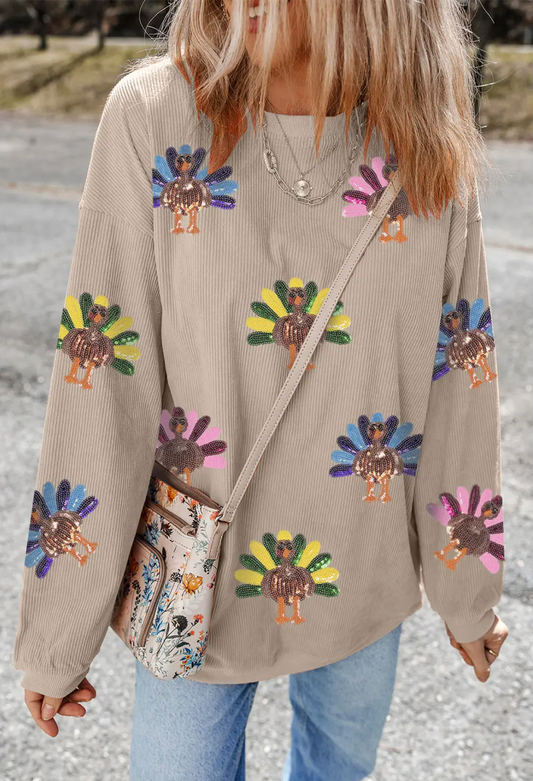 Sequin Turkey Corduroy Sweatshirt