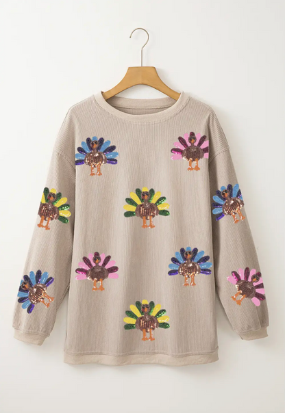 Sequin Turkey Corduroy Sweatshirt