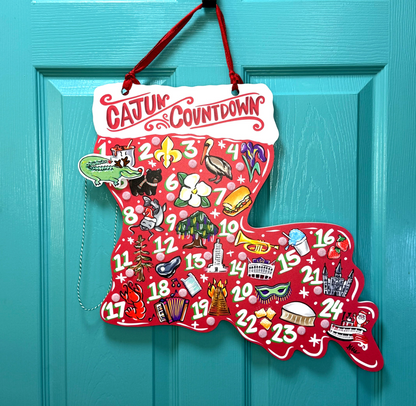 Cajun Countdown Christmas Door Hanger