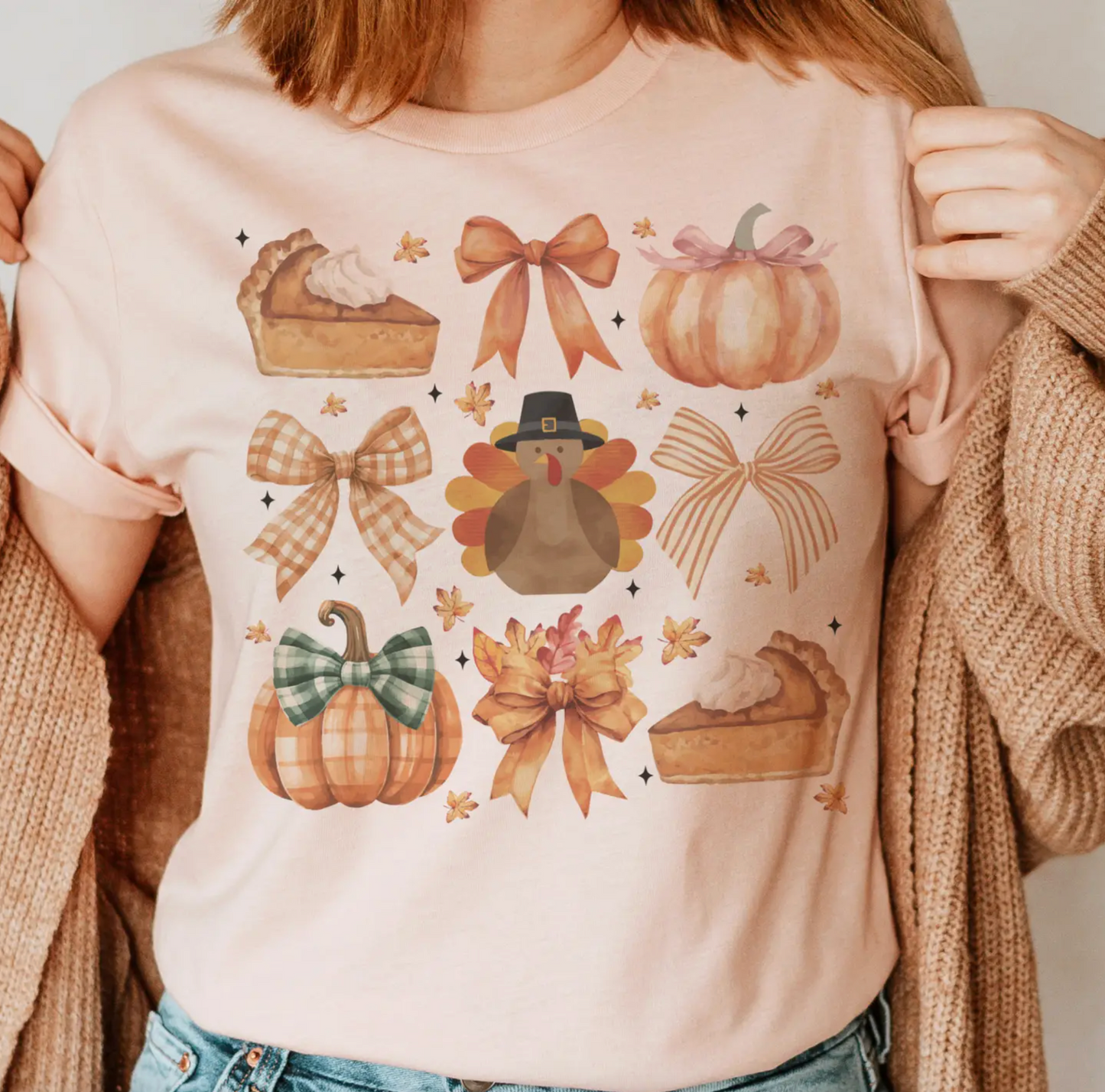 Turkey, Pumpkin, & Bows Tee