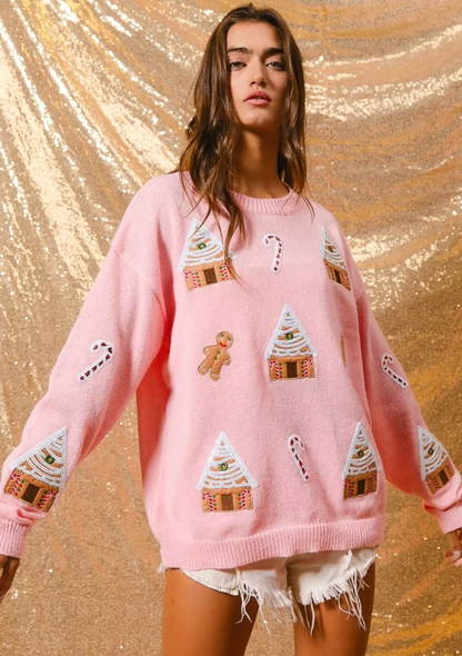 Christmas Icon Patch Sweater