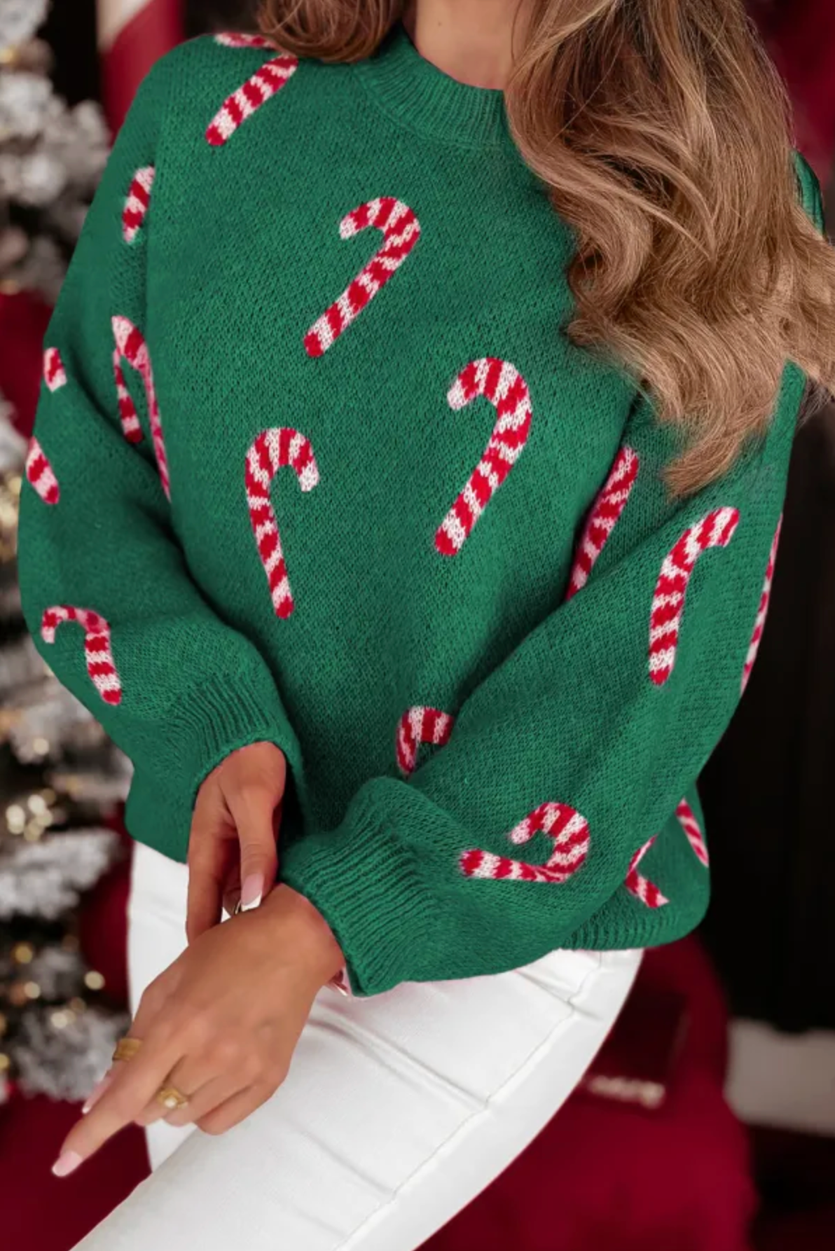 Candy Cane Sweater, Green – Fleurty Girl