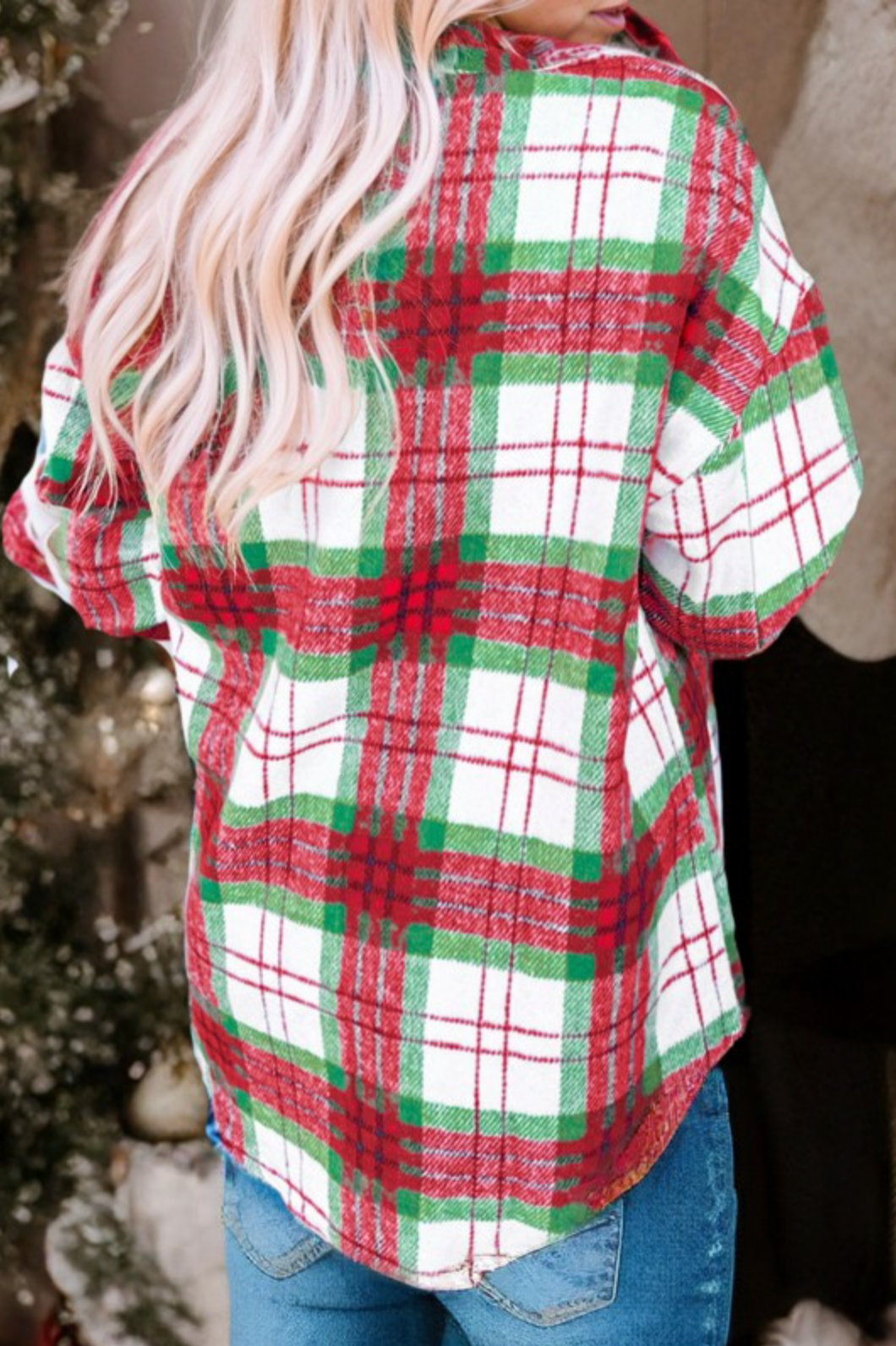 Christmas Plaid Flannel Button Down