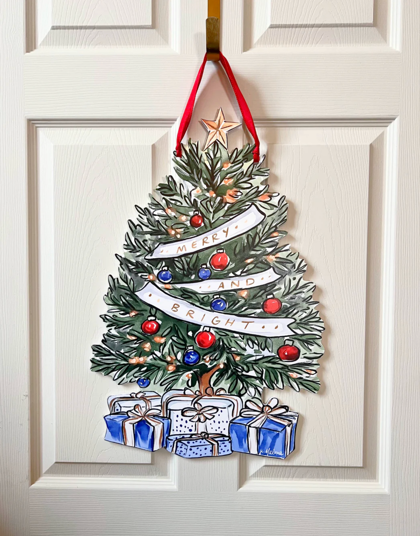 Merry & Bright Christmas Tree Door Hanger