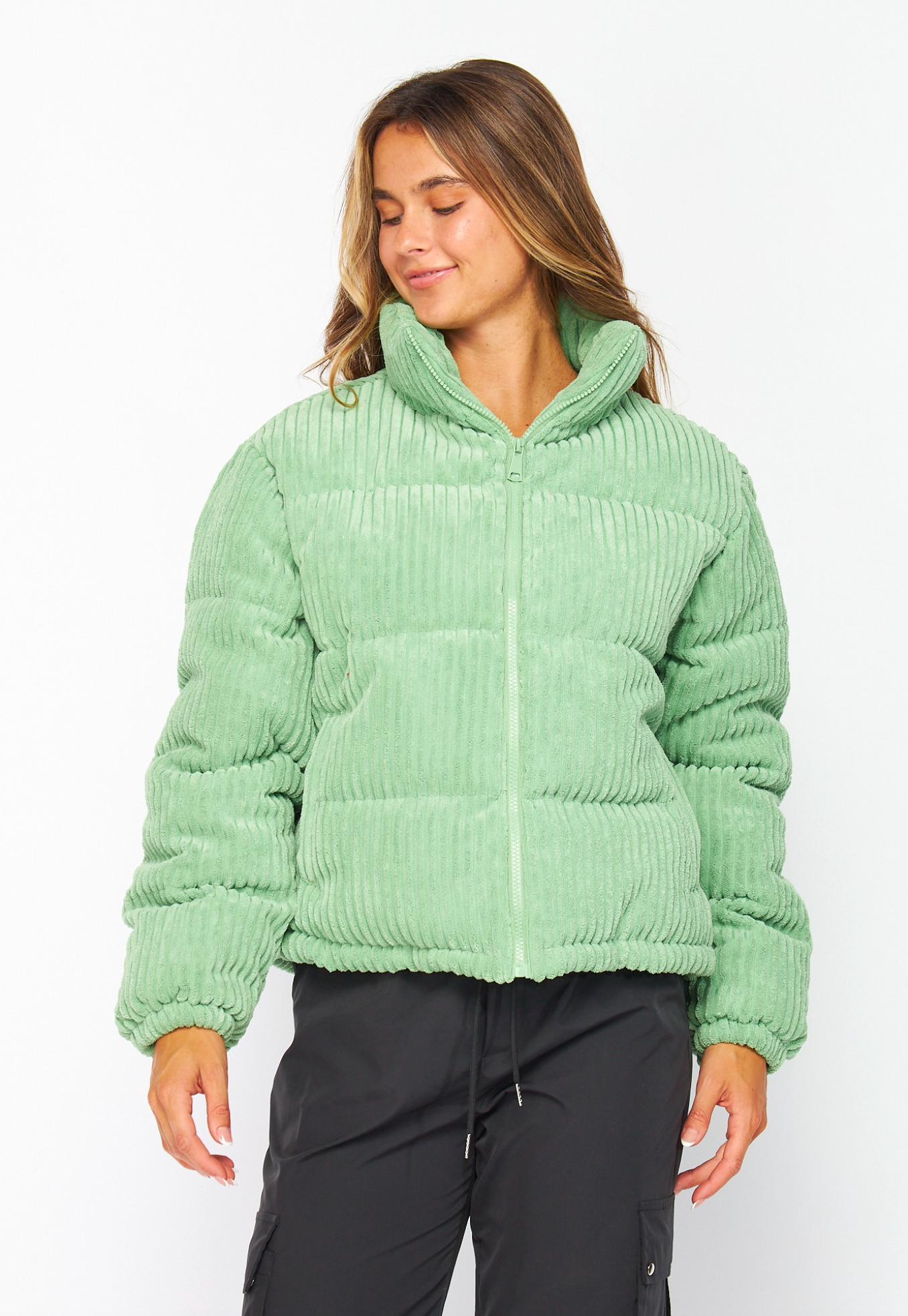 Corduroy Puffer Jacket, Green