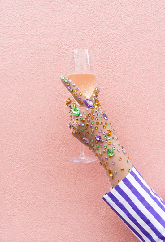 Mardi Gras Rhinestone and Jewel Gloves