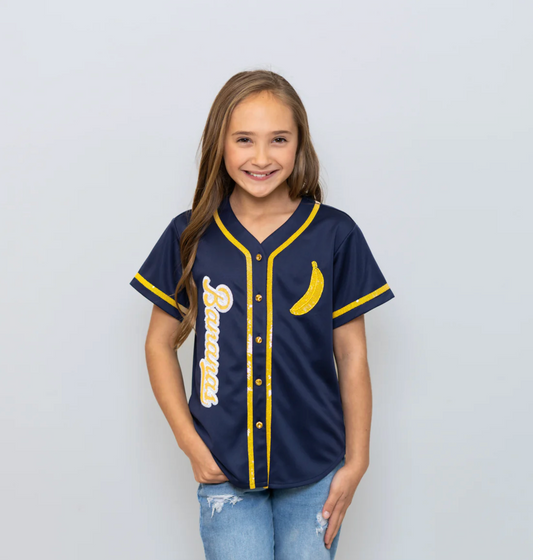 Bananas Sequin Baseball Jersey, Kids