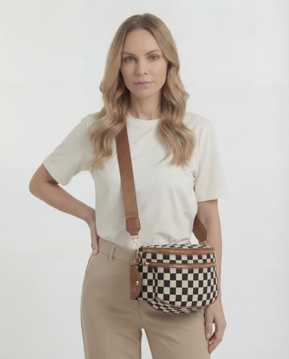Oversized Canvas Checkered Fanny Pack