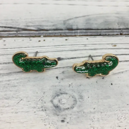 Alligator Glitter Stud Earrings