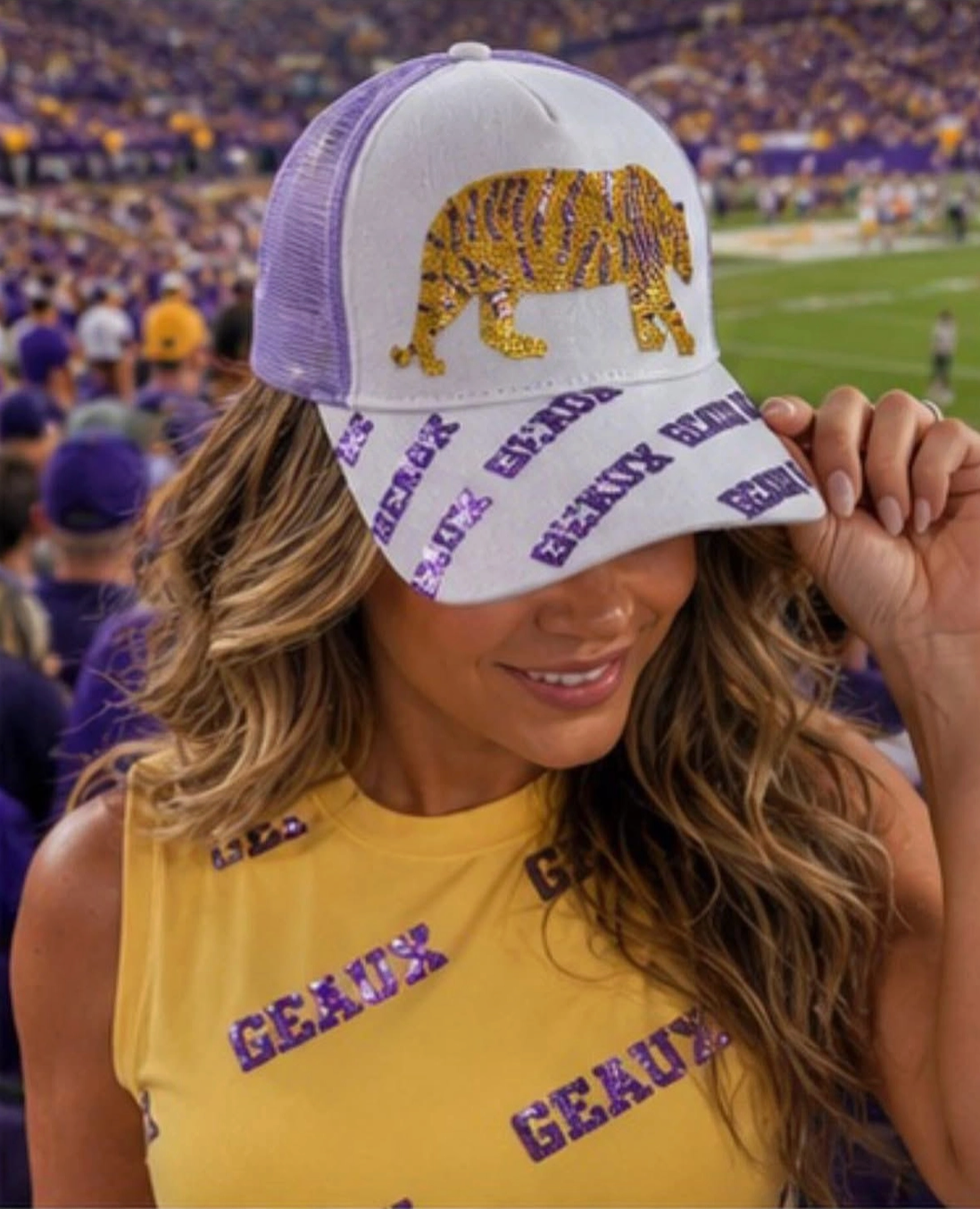 Sequin Tiger Geaux Trucker Hat