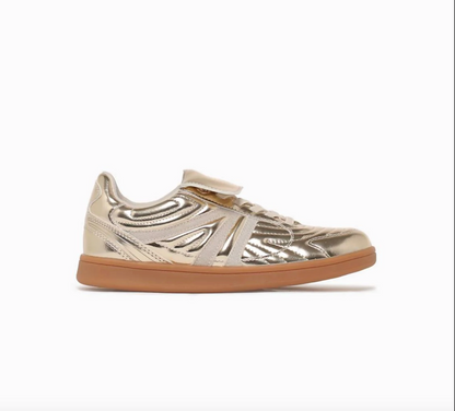 Metallic Gold Shoe with Tongue Flap