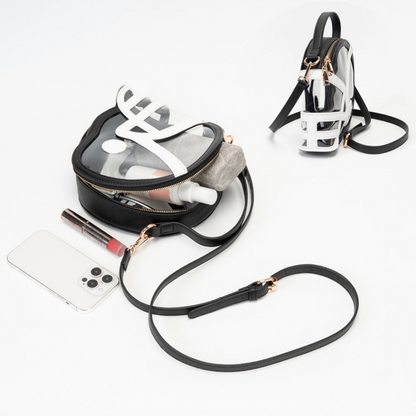 Helmet Clear Purse, Brown & White