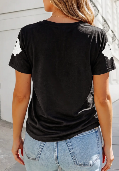 Sequin Ghost Tee, Black