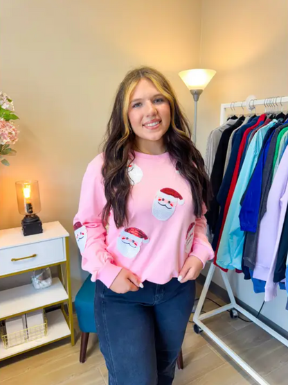 Pink Santa Sequin Sweatshirt