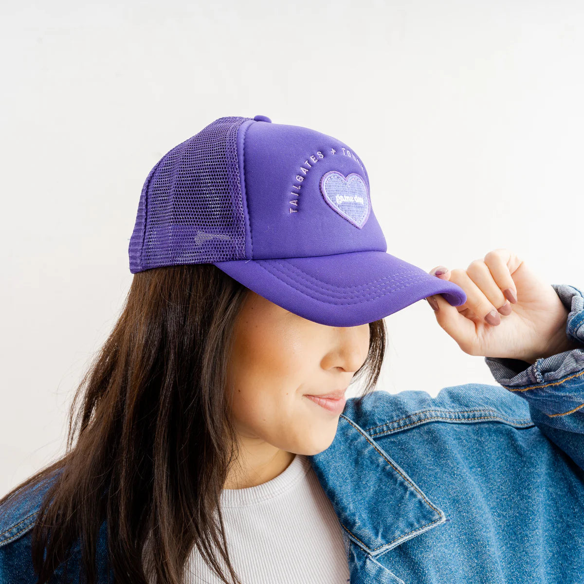 Tailgates + Touchdowns Trucker Hat, Purple