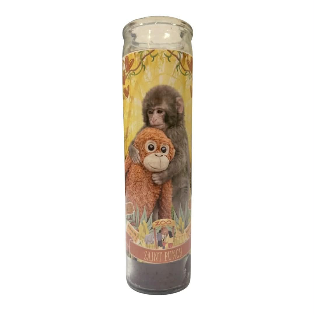 Fleurty Girl Punch the Monkey Luminary Candle
