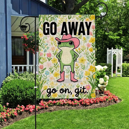 Go Away Frog Garden Flag