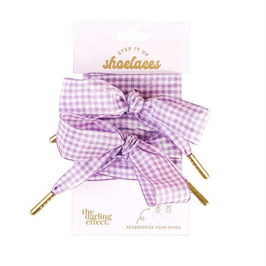 Game Day Gingham Shoelaces, Purple