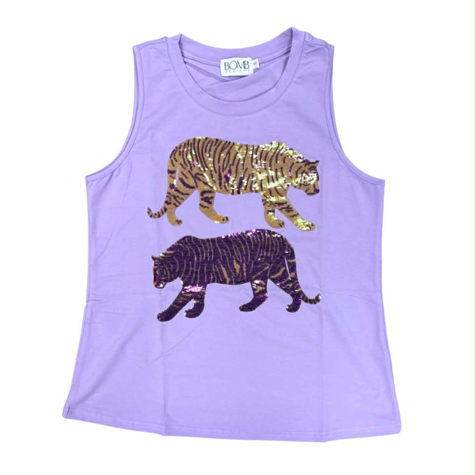Double Sequin Tiger Tank Top
