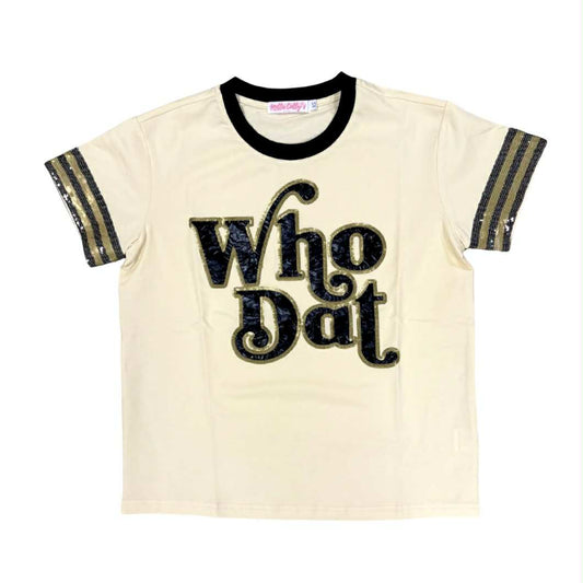 Who Dat Sequin Stripe Sleeve Top