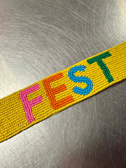 Beaded Fest Purse Strap, Yellow