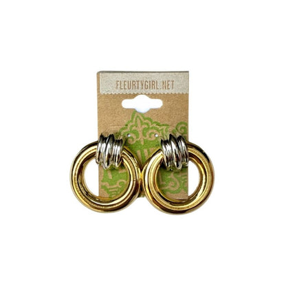 Gold Brass Ring Earrings