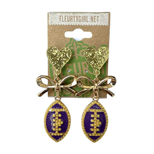 Heart Football Game Day Earrings