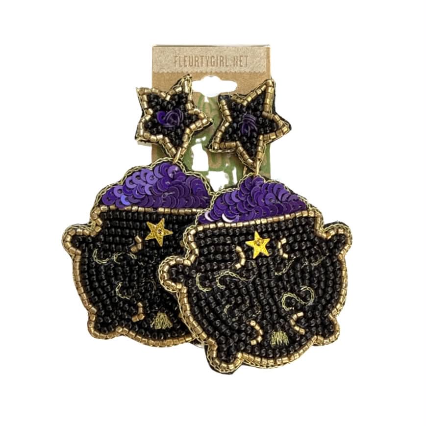 Beaded Cauldron Earrings
