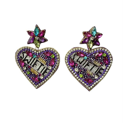 Bejeweled Heart Dangle Earrings