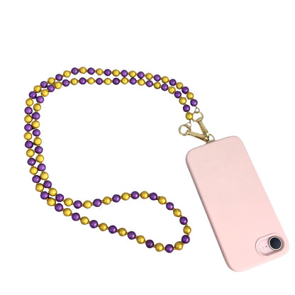 Bead Phone Strap, Purple & Gold