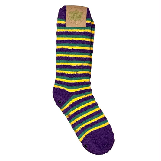 Mardi Gras Stripe Fuzzy Socks