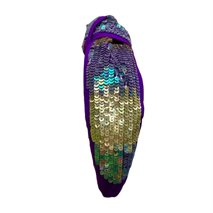 Iridescent Color Block Headband, Purple & Gold