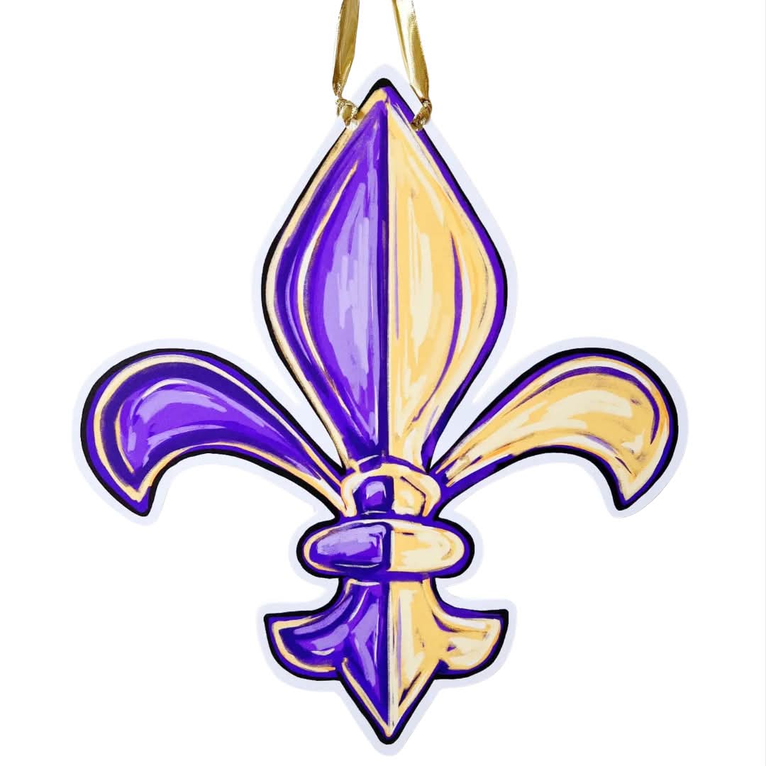 Fleur de Lis Door Hanger, Purple & Gold