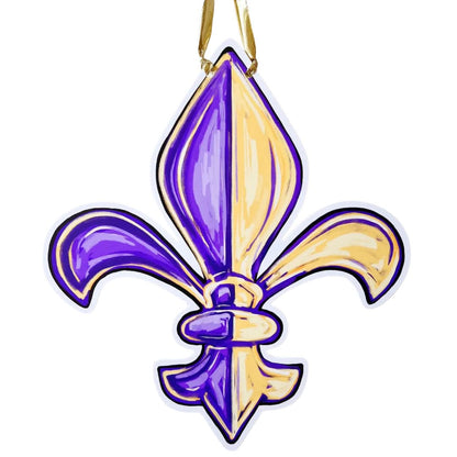 Fleur de Lis Door Hanger, Purple & Gold