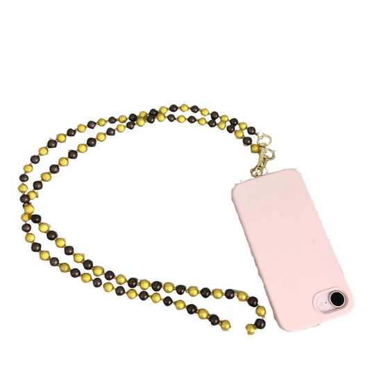 Bead Phone Strap, Black & Gold