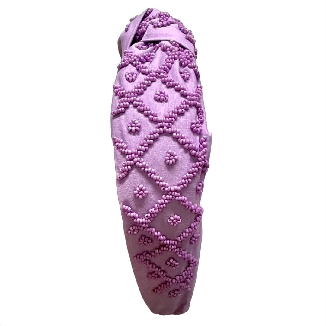 Purple Beaded Lattice Headband