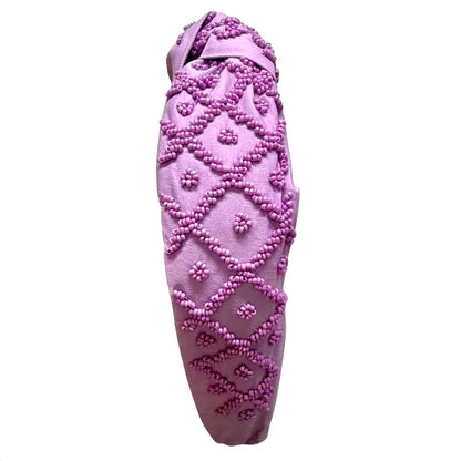 Purple Beaded Lattice Headband