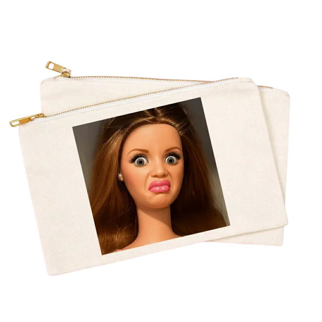 Sarcastic Face Doll Zipper Pouch
