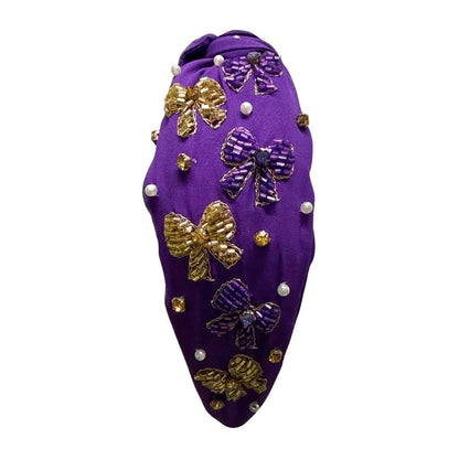 Beaded Coquette Headband, Purple & Gold