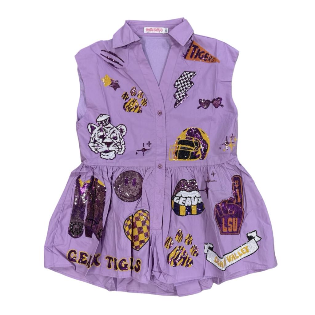 Purple & Gold Sequin Romper