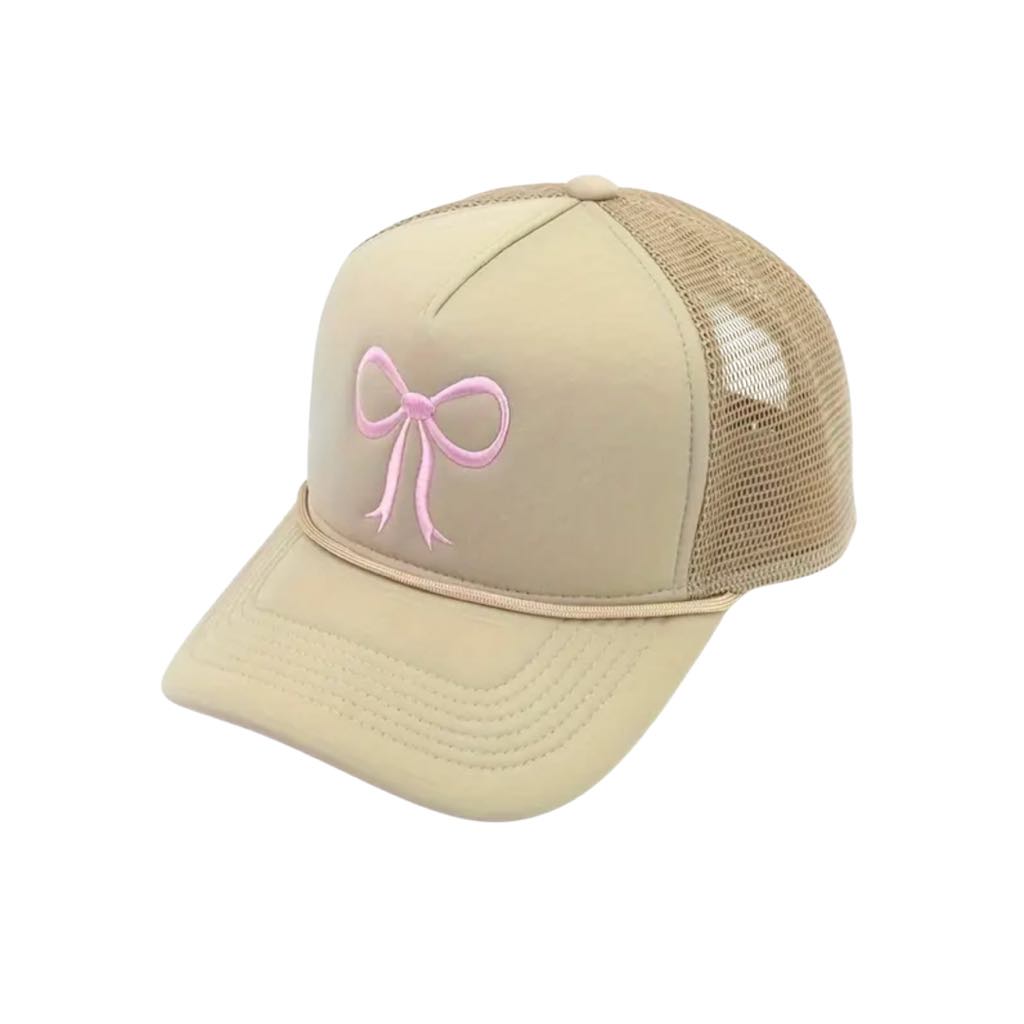 Pink Ribbon Bow Trucker Hat