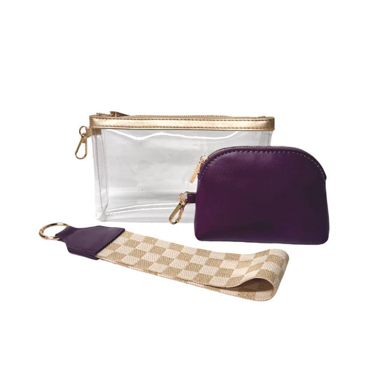 Clear Wristlet, Checkered Strap