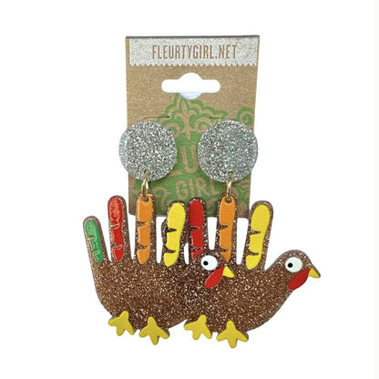 Handprint Turkey Earrings