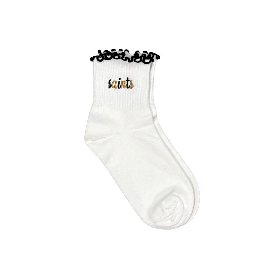 Saints Ruffle Ankle Socks