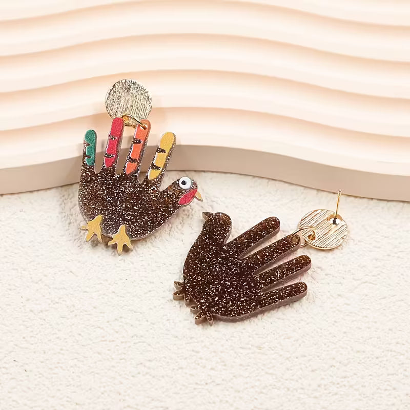 Handprint Turkey Earrings